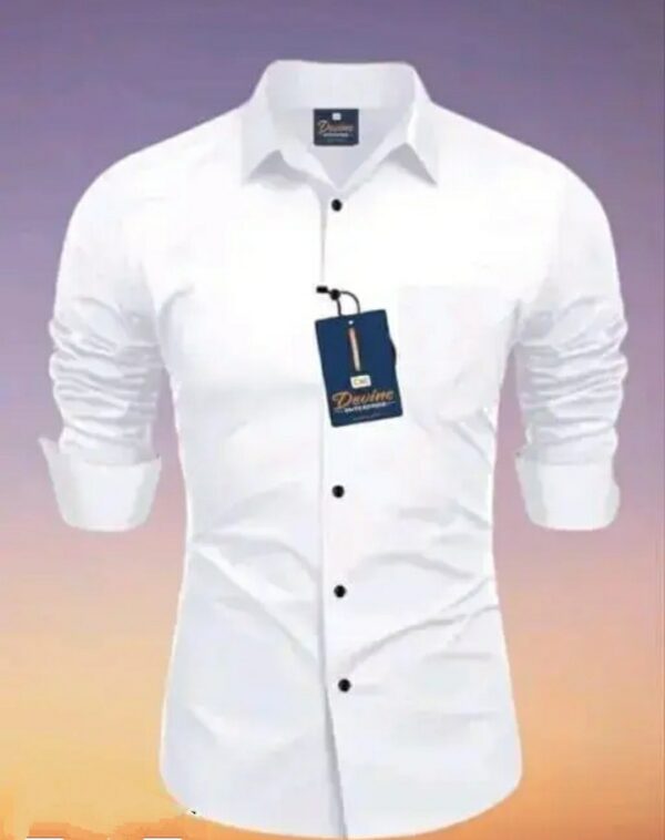 MAN REGULAR FIT SOLID COTTON SHIRT - Image 5